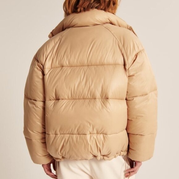 Abercrombie & Fitch Oversized Utility Puffer Tan Jacket Medium - Picture 3 of 7